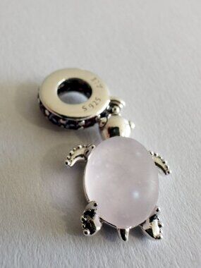 Authentic Pandora Silver Charm Murano Glass Sea Turtle Dangle Charm 798939C02